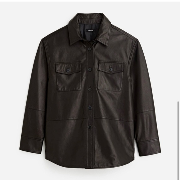 Madewell  Genuine Leather Shirt Jacket
Sz L   Retail 398$ NWT - Picture 3 of 6